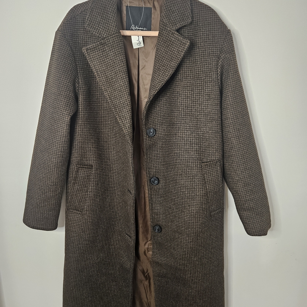 Reitmans Brown Checkered Trench Coat